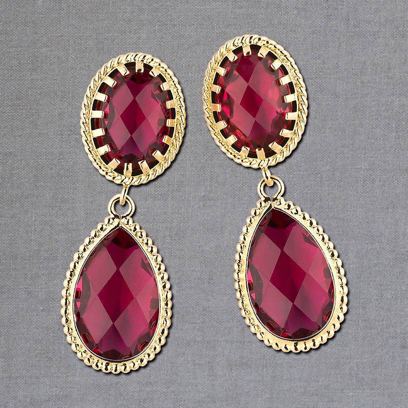 SchwesterSchwester Funkelnde Tropfenohrringe In Rubinrot
