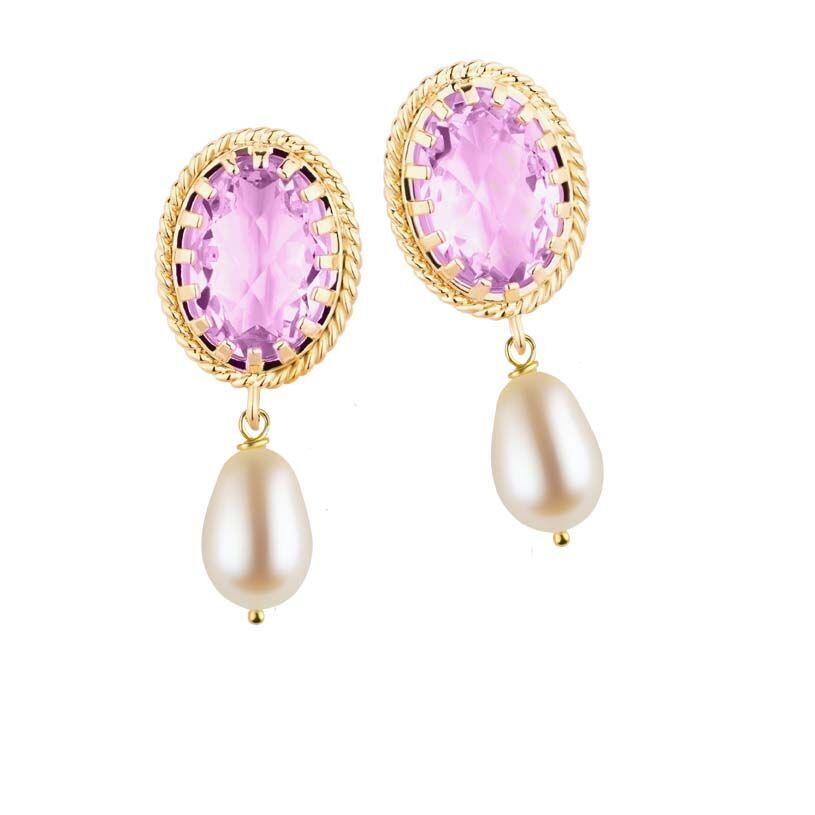 SchwesterSchwester Funkelnde Violette Ohrstecker Mit Edler Süßwasserperle Von Janne V. D. Heide