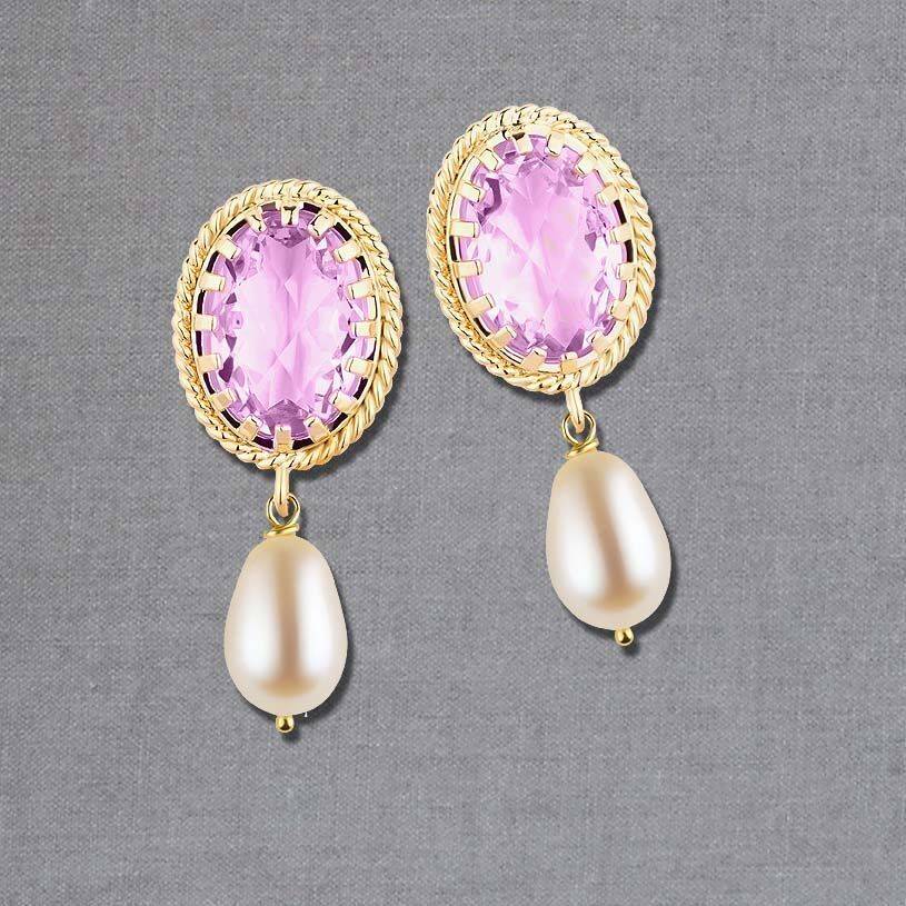 SchwesterSchwester Funkelnde violette Ohrstecker mit edler Süßwasserperle von Janne v. d. Heide