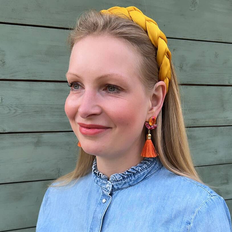 SchwesterSchwester Glitzernde Ohrstecker Mit Glas-Kristallen In Pink Und Orange Mit Edler Quaste