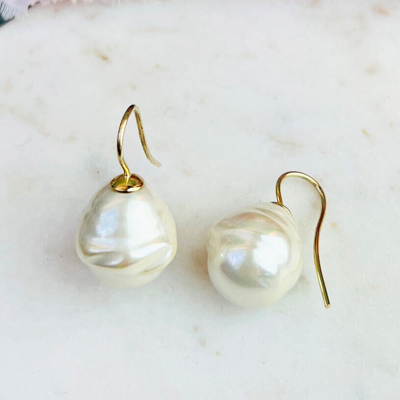 SchwesterSchwester Goldene Ohrhänger Mit Echten Majorca Perlen