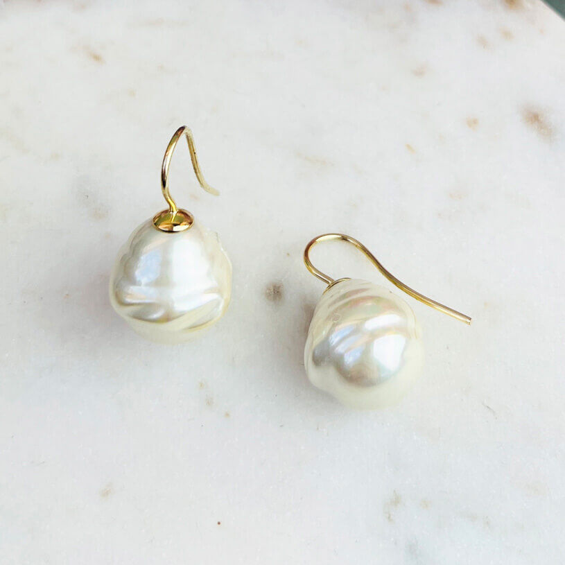 SchwesterSchwester Goldene Ohrhänger Mit Echten Majorca Perlen