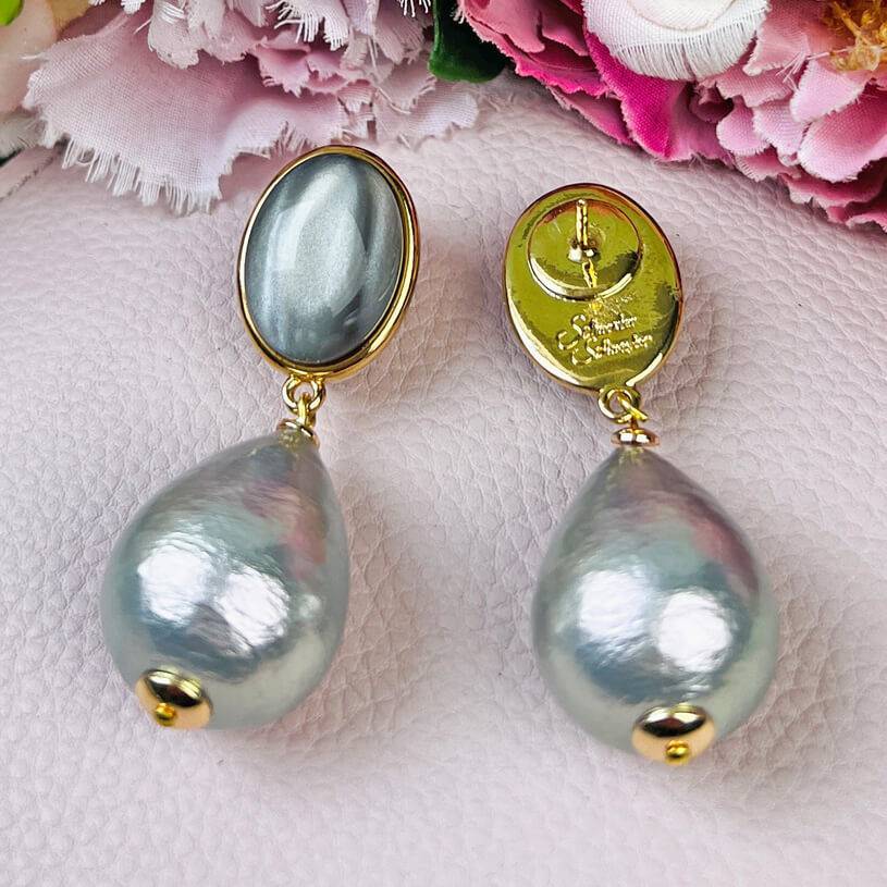 SchwesterSchwester Graue Ohrstecker Mit Grauem Baumwolltropfen Von AmuseToi