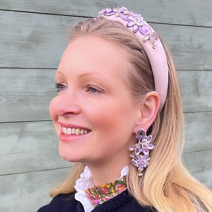 SchwesterSchwester Große Soutache-Ohrringe In Flieder Und Champagner