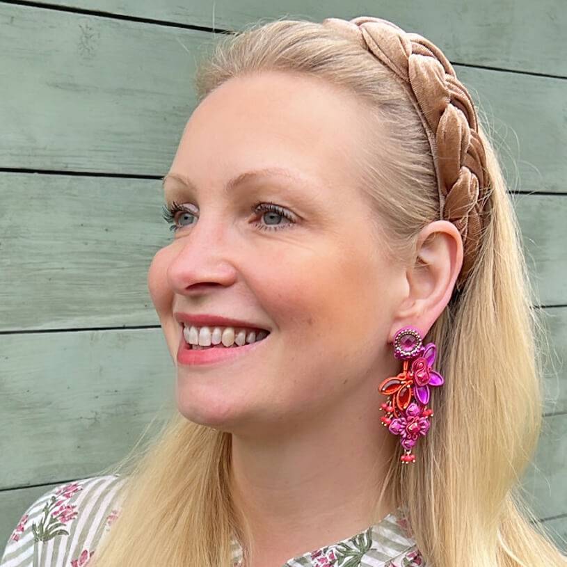 SchwesterSchwester Große Soutache-Ohrringe In Pink, Orange Und Violett