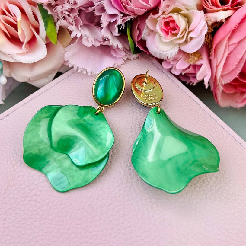 SchwesterSchwester Grüne Ohrringe Mit Blütenblättern