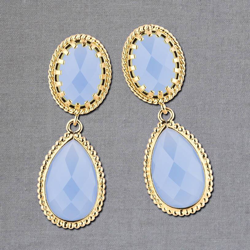 SchwesterSchwester Hellblaue Tropfenohrringe Mit Funkelnden Facettierten Tropfen