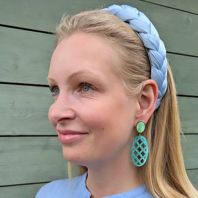 SchwesterSchwester Hellgrüner Ohrstecker Mit Türkisem Oval Im Marrakesch Stil Vom AmuseToi