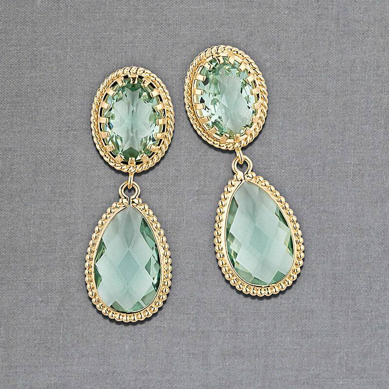 SchwesterSchwester Lindgrüne Tropfenohrringe Mit Funkelnden Facettierten Tropfen