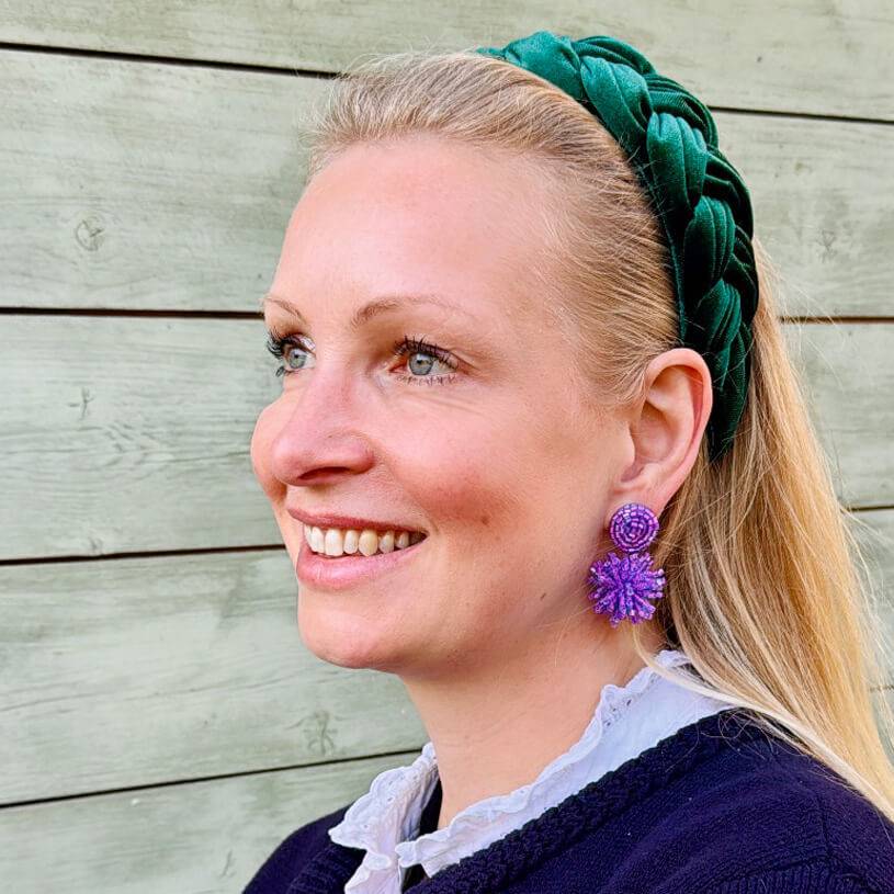 SchwesterSchwester Moderne Statementohrringe Aus Perlen In Rosa Mit Blauschimmer