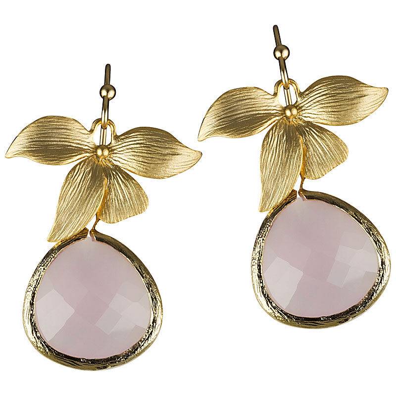 SchwesterSchwester Ohrhänger Und Vierblättrige Blüte Mit Facettiertem Tropfen In Zartrosa Von Janne Von Der Heide