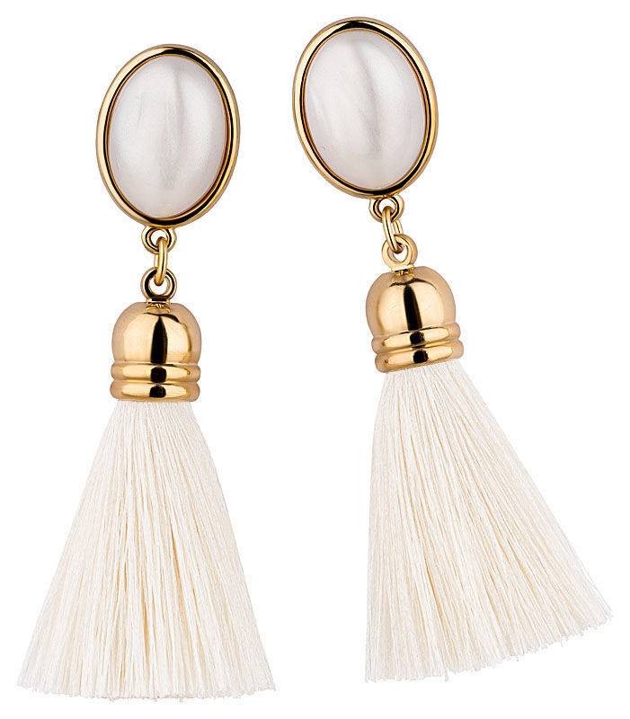 SchwesterSchwester Perlmuttfarbene Ohrstecker Mit Quasten In Cremefarben