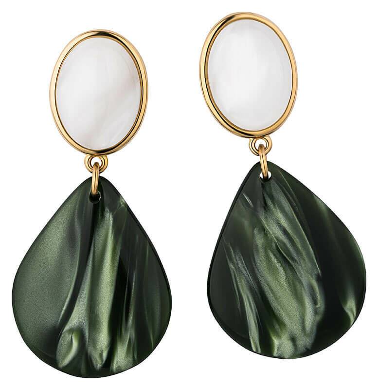 SchwesterSchwester Perlmuttfarbene Ohrstecker Mit Tropfen In Silbergrün Von AmuseToi