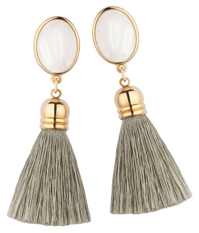 SchwesterSchwester Permuttfarbene Ohrstecker Mit Edlen Silbergrauen Quasten Von AmuseToi