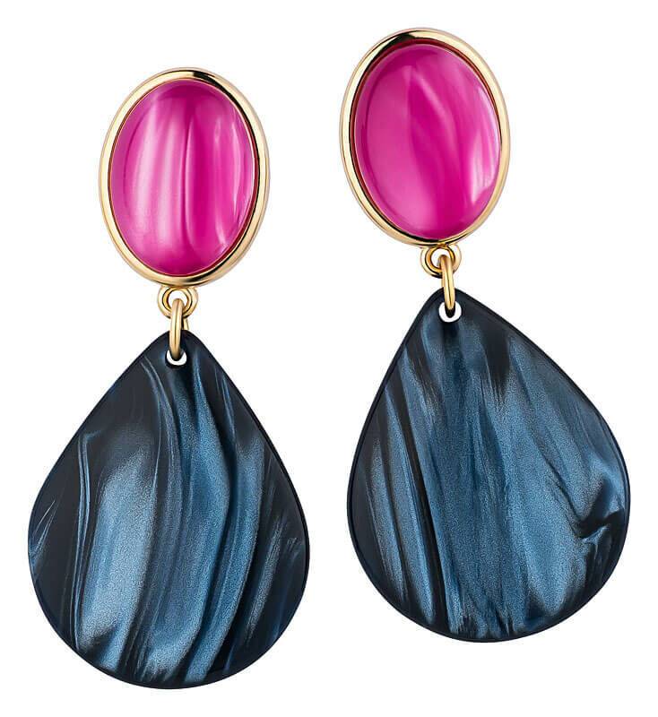 SchwesterSchwester Pinke Ohrstecker Mit Dunkelblauen Tropfen Von AmuseToi