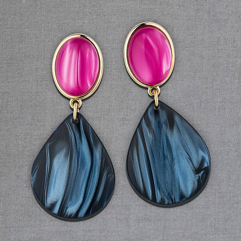 SchwesterSchwester Pinke Ohrstecker mit dunkelblauen Tropfen von AmuseToi