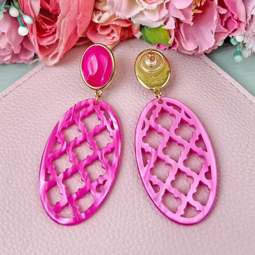 SchwesterSchwester Pinkfarbene Ohrstecker Mit Oval Im Marrakesch Stil