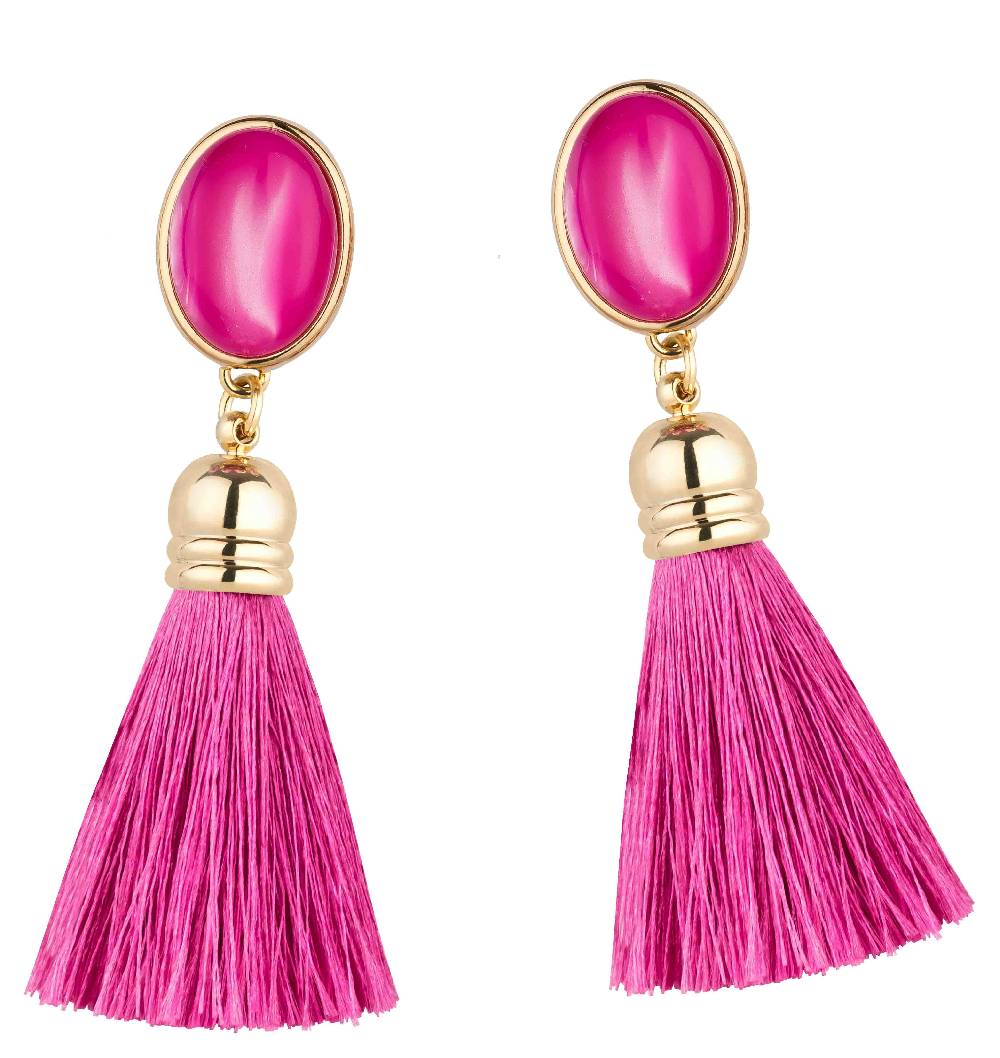 SchwesterSchwester Pinkfarbene Ohrstecker Mit Schönen Seidigen Quasten