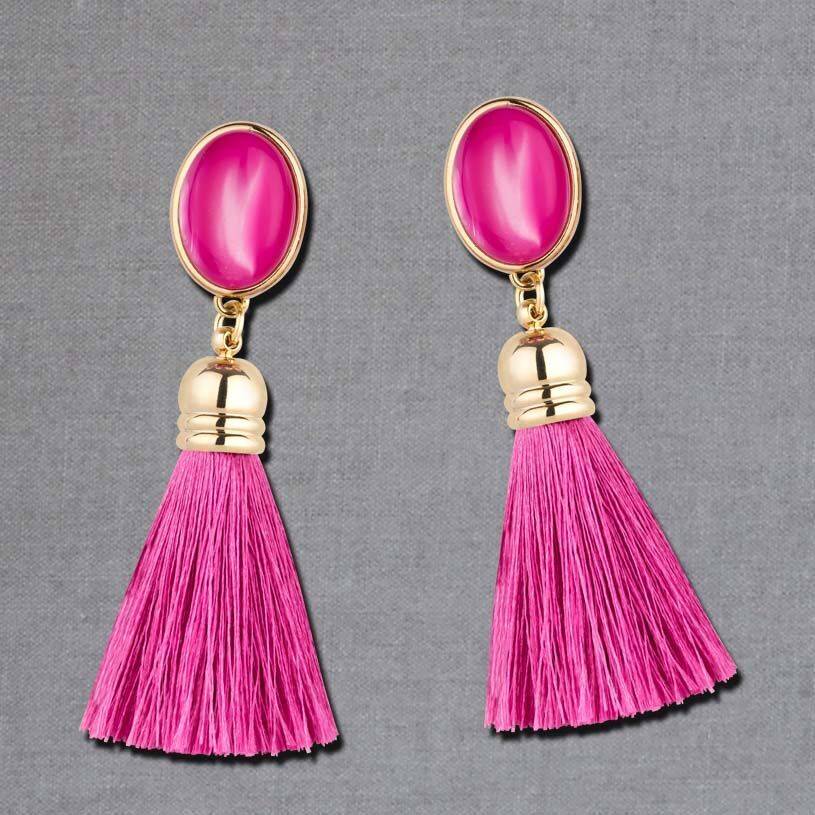SchwesterSchwester Pinkfarbene Ohrstecker mit schönen seidigen Quasten