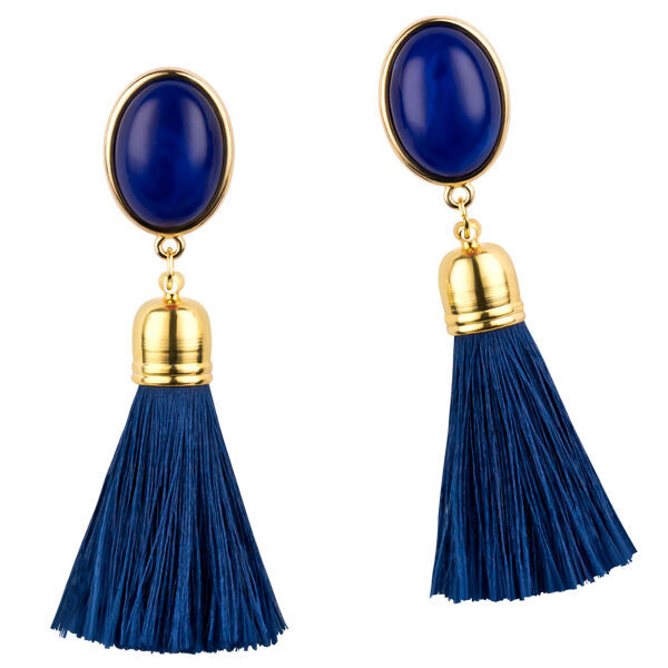SchwesterSchwester Quasten Ohrringe Als Ohrclips In Dunkelblau Mit Marineblauer Quaste Von AmuseToi