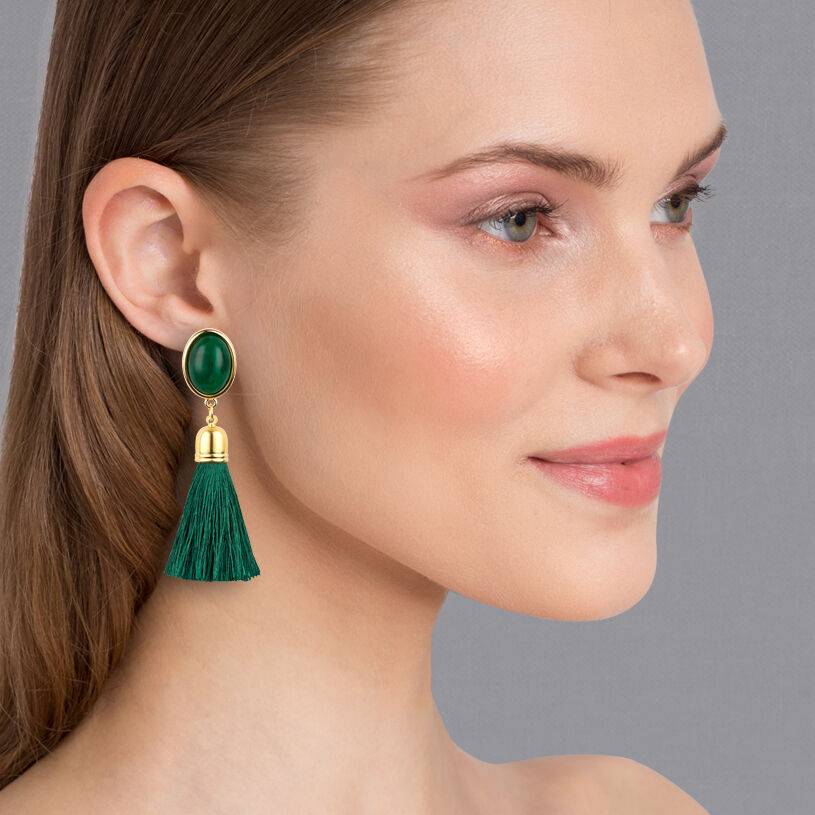 SchwesterSchwester Quasten Ohrringe Als Ohrstecker In Dunkelgrün Mit Tannengrüner Quaste Von AmuseToi