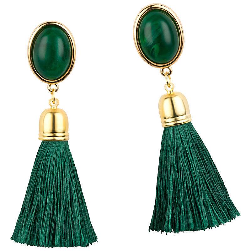 SchwesterSchwester Quasten Ohrringe Als Ohrstecker In Dunkelgrün Mit Tannengrüner Quaste Von AmuseToi