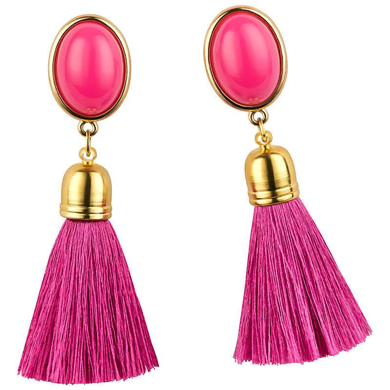 SchwesterSchwester Quasten Ohrringe Als Ohrstecker In Pink Mit Pinkfarbener Quaste Von AmuseToi