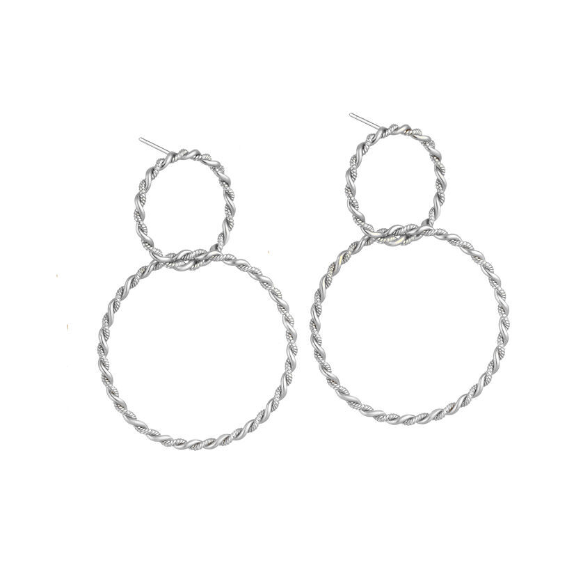 SchwesterSchwester Rhodinierte Ohrstecker Aus Zwei Verschlungenen Ringen In Seiloptik