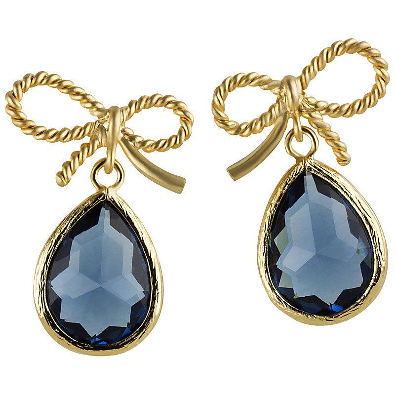 SchwesterSchwester Schleifchenstecker Mit Kleinem Facettiertem Tropfen In Nachtblau Von Janne Von Der Heide