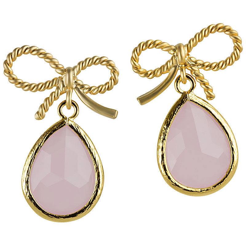 SchwesterSchwester Schleifchenstecker Mit Kleinem Facettiertem Tropfen In Zartrosa Von Janne Von Der Heide