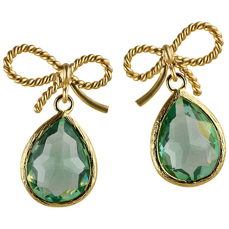 SchwesterSchwester Schleifchenstecker Mit Kleinem Facettiertem Tropfen In Lindgrün Von Janne Von Der Heide