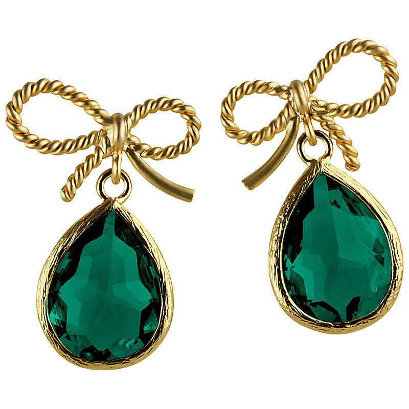 SchwesterSchwester Schleifchenstecker Mit Kleinem Facettiertem Tropfen In Smaragdgrün Von Janne Von Der Heide