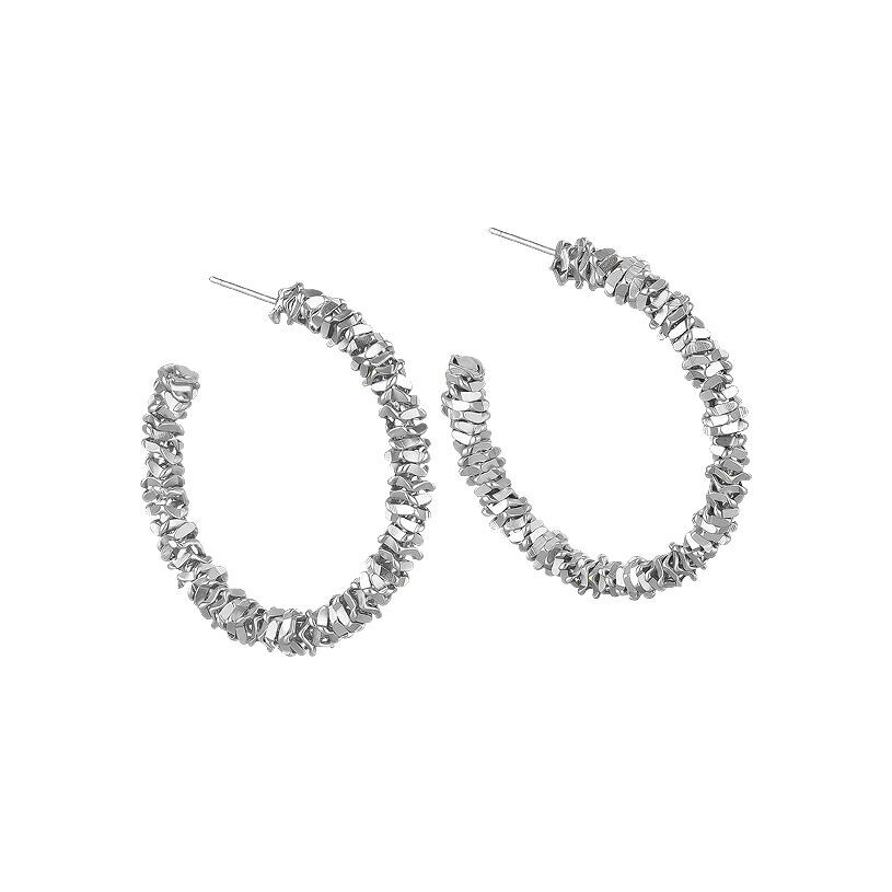 SchwesterSchwester Schöne Glitzernde Creolen - Rhodiniert