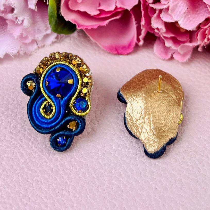 SchwesterSchwester Schöne Soutache-Ohrringe In Dunkelblau