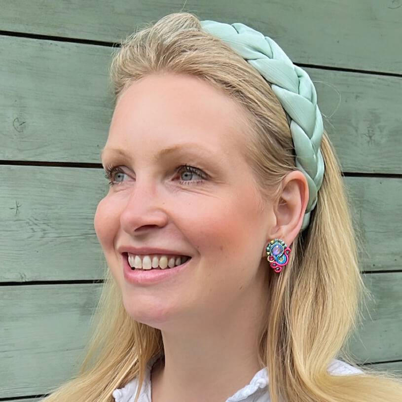 SchwesterSchwester Schöne Soutache-Ohrringe In Pink Und Blau