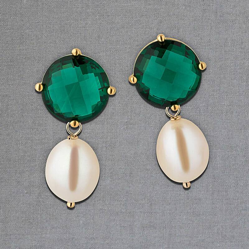 SchwesterSchwester Set Aus Ohrsteckern Mit Süßwasserperle Und Samt-Haarreif In Dunkelgrün