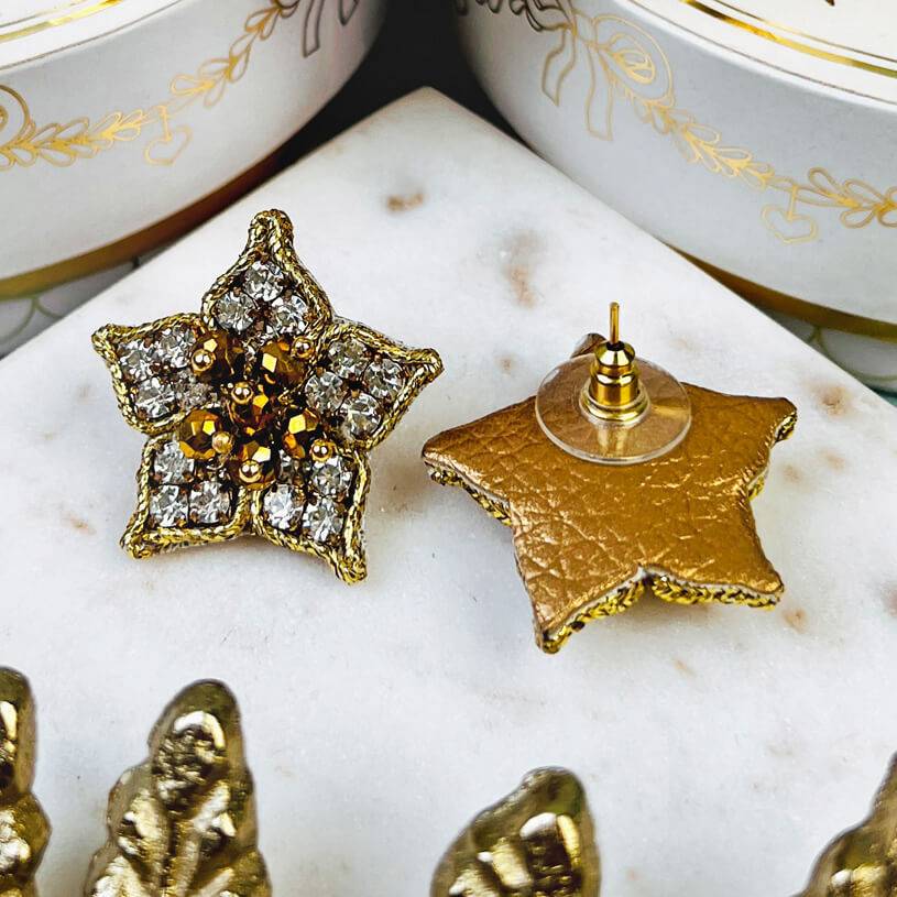 SchwesterSchwester Süße Blumen-Soutache-Ohrringe In Gold