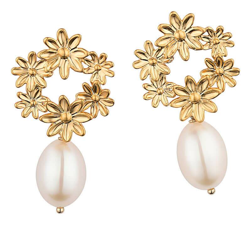 SchwesterSchwester Süßer Vergoldeter Blumenkranz Als Ohrstecker Mit Edler Süßwasserperle Von Janne V. D. Heide