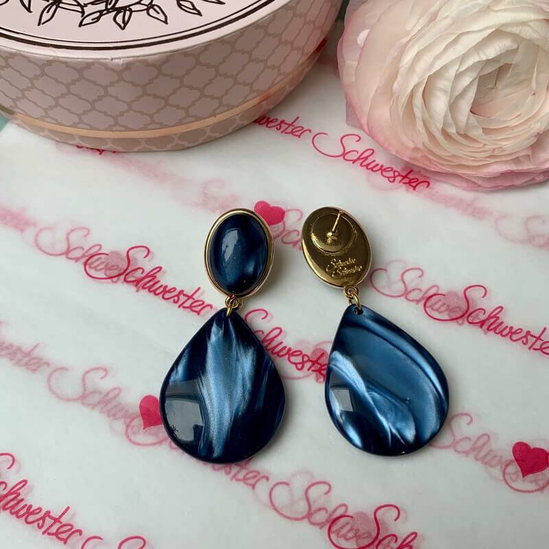 SchwesterSchwester Tropfen-Ohrringe In Dunkelblau Von AmuseToi