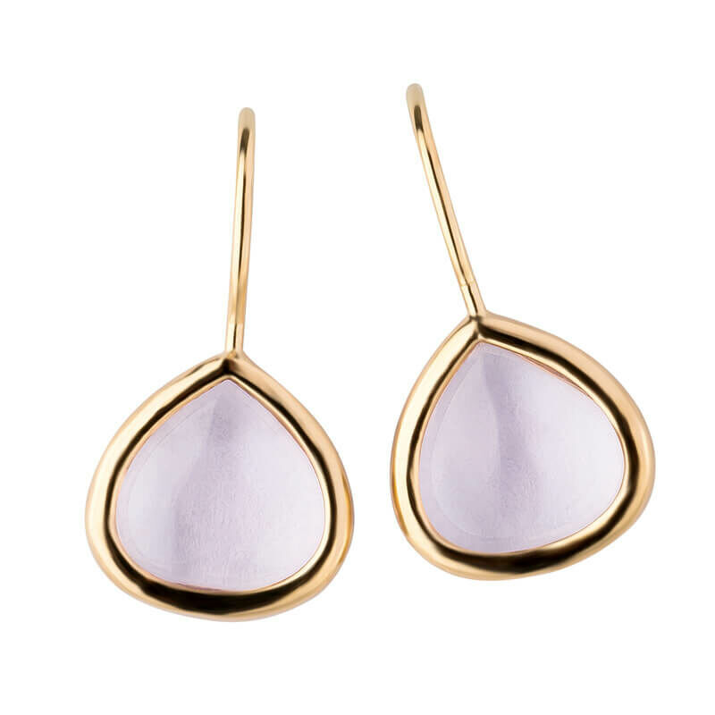 SchwesterSchwester Vergoldete Ohrhänger Mit Tropfenförmigen Funkelnden Kristallen In Rosa Von Janne V. D. Heide