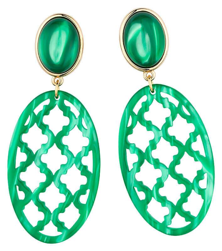 SchwesterSchwester Vergoldete Ohrstecker In Schimmerndem Dunkelgrün Mit Schönem Oval Im Marrakesch-Stil Von AmuseToi