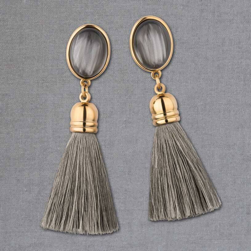 SchwesterSchwester Vergoldete Quasten Ohrringe Als Ohrstecker In Grau Von AmuseToi