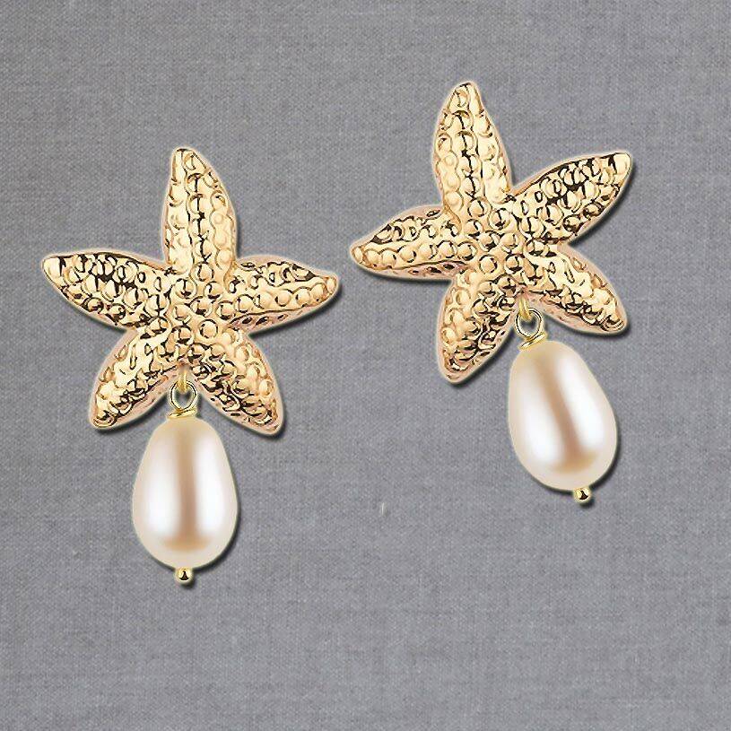 SchwesterSchwester Vergoldete Seesterne mit edler Süßwasserperle von Janne v.d. Heide