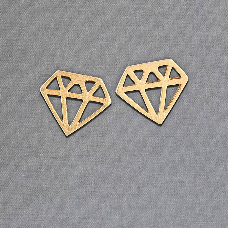 SchwesterSchwester Vergoldeter kleiner Ohrstecker in Diamantform