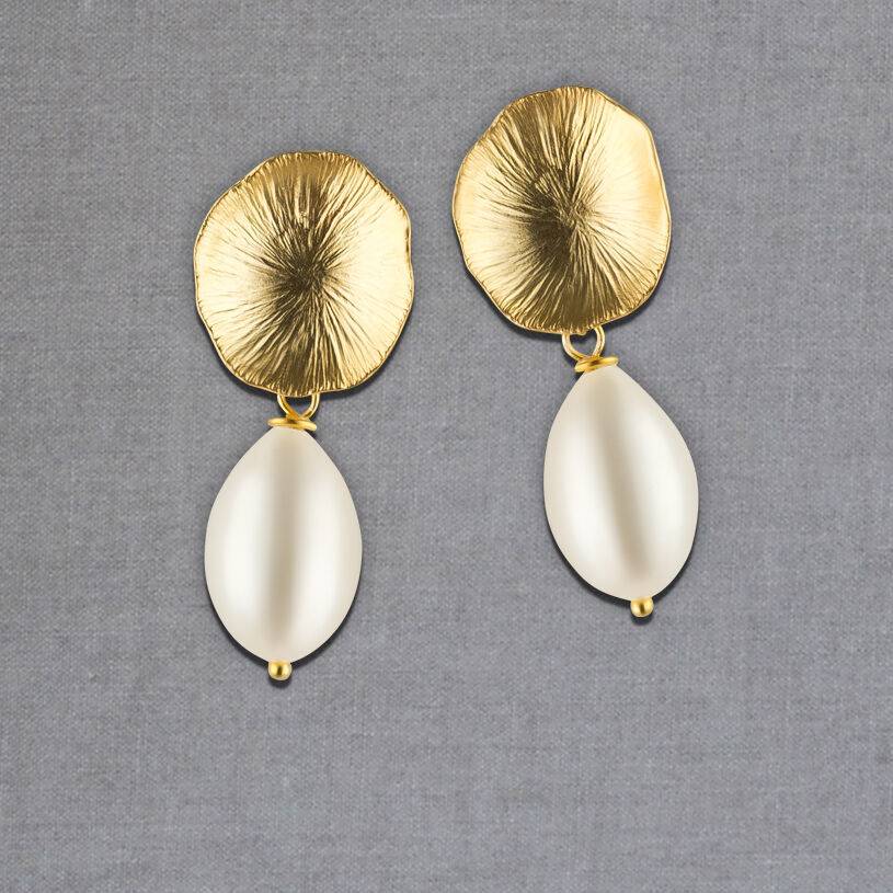 SchwesterSchwester Vergoldetes Lotusblatt mit edler Süßwasserperle