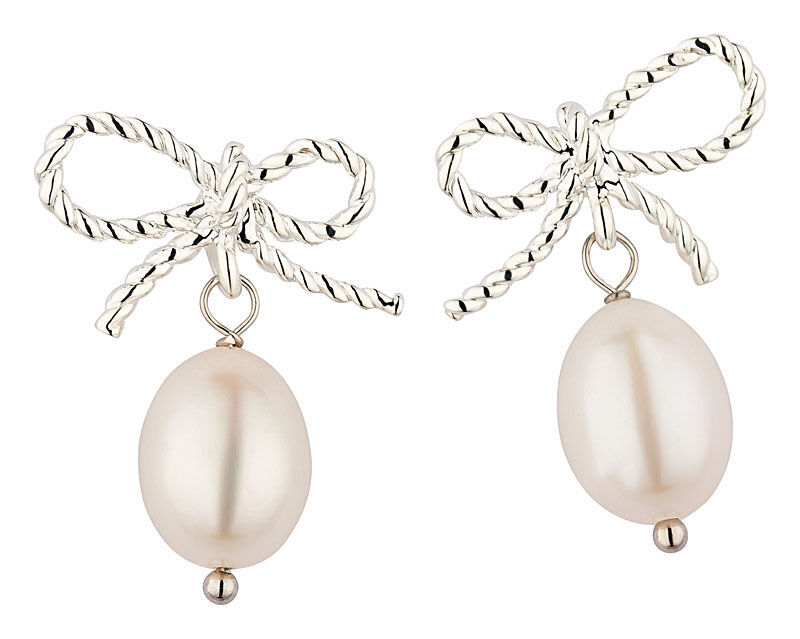 SchwesterSchwester Versilberte Schleifchenstecker Mit Edler Süßwasserperle