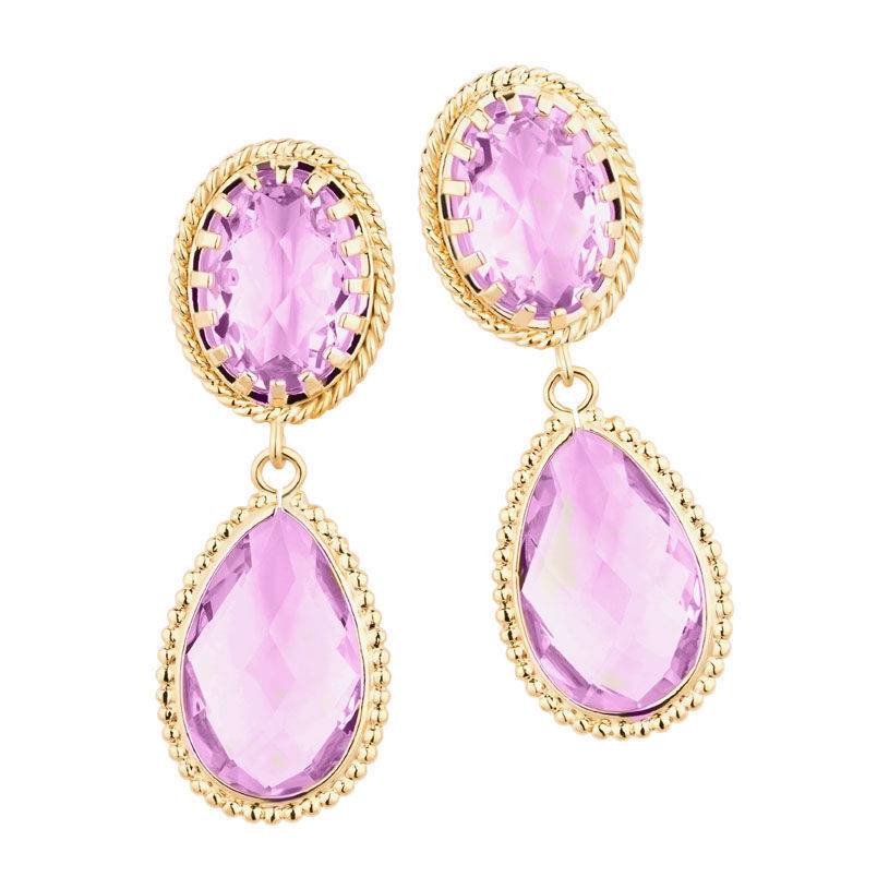 SchwesterSchwester Violette Tropfenohrringe Mit Funkelnden Facettierten Tropfen