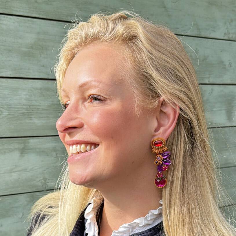 SchwesterSchwester Vorbestellbar - Dekorative Soutache-Ohrstecker In Orange Und Pink