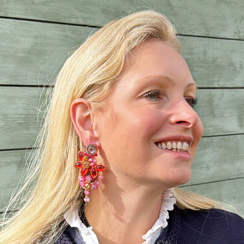 SchwesterSchwester Vorbestellbar - Große Soutache-Ohrringe In Pink, Rosa Und Orange