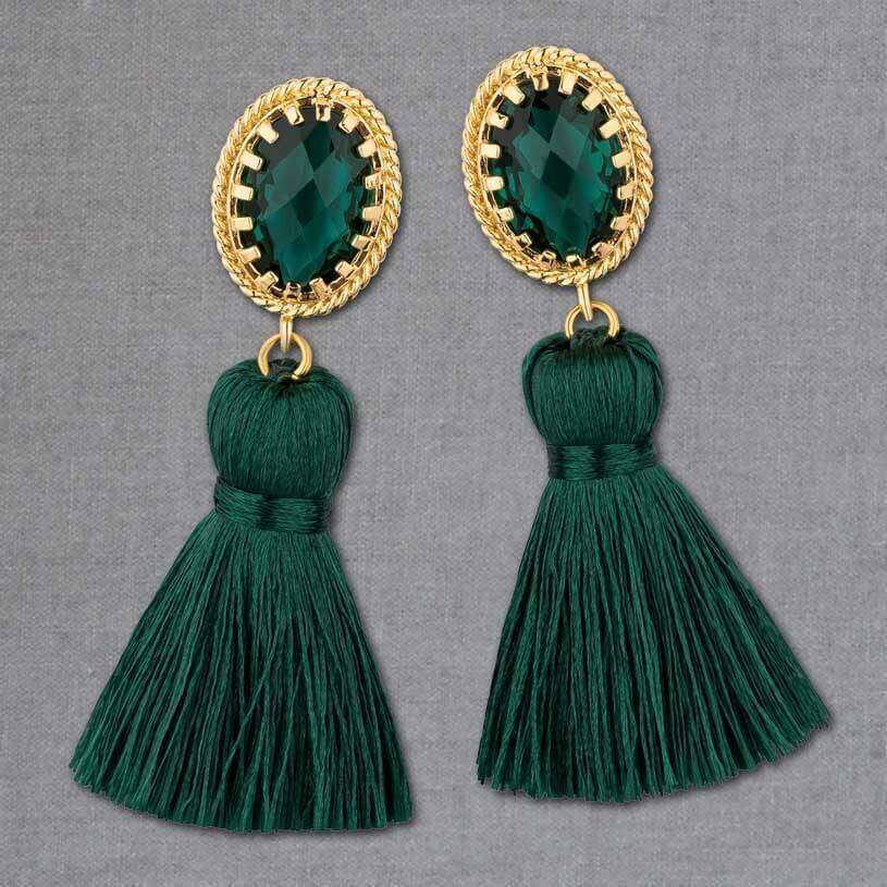 SchwesterSchwester Wunderschön Funkelnde Quastenohrringe In Smaragdgrün Von Janne V. D. Heide